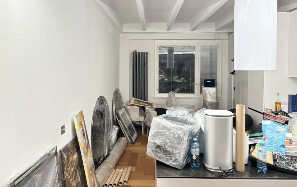 Umzugskartons und geordnete Räume nach einem Umzug in Wien